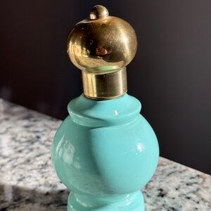 Vintage Avon Turquoise Ceramic Cologne Bottle Gold Spray Top